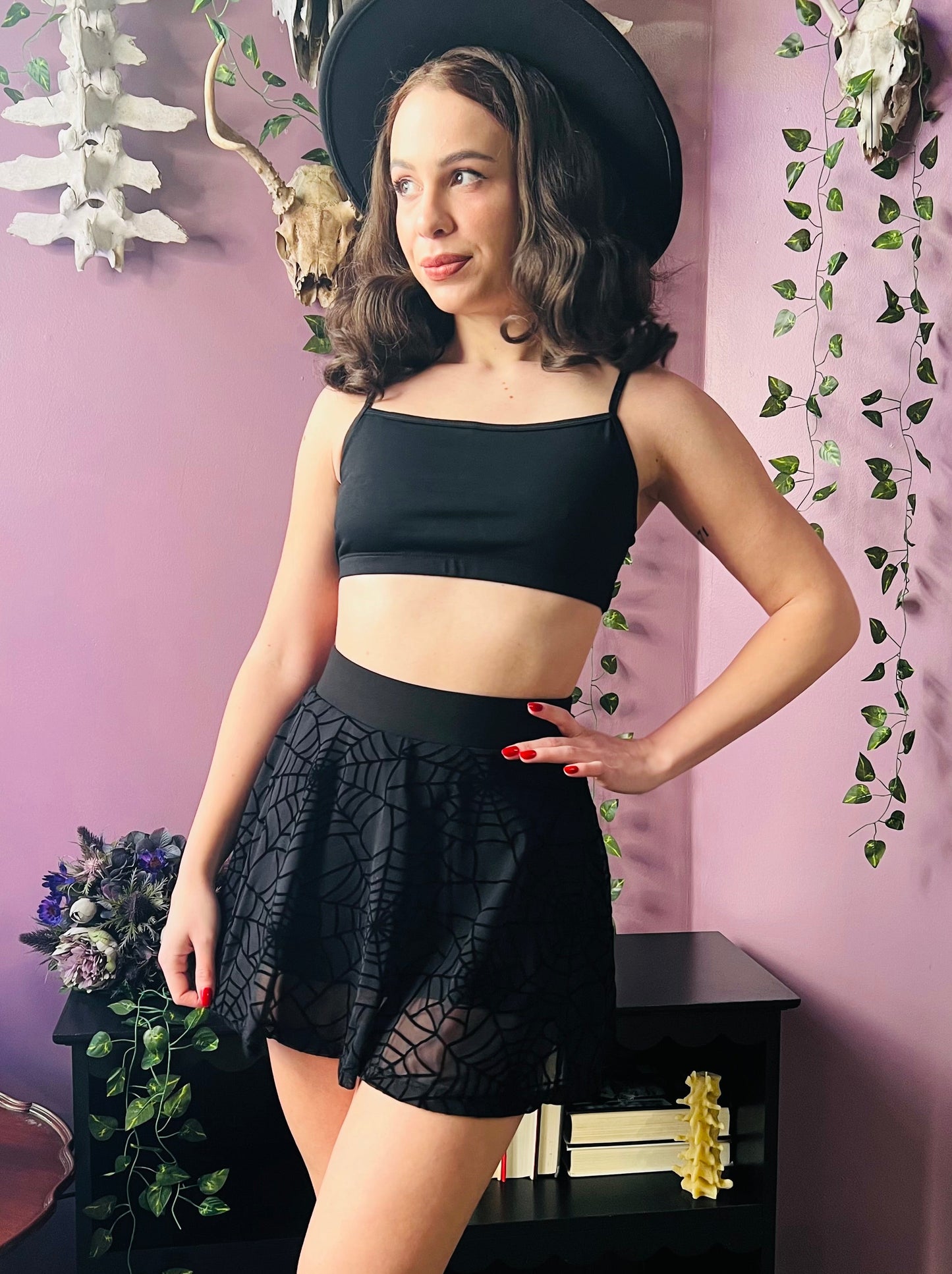 The Morbid Mini Skort - WEBS - Sheer Spider Web Skirt with Built In Shorts - PRE-ORDER -  - 