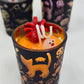 Artisan One Moon Flame Ghouls Night Out Halloween Pumpkin Shot Glass Candle Set
