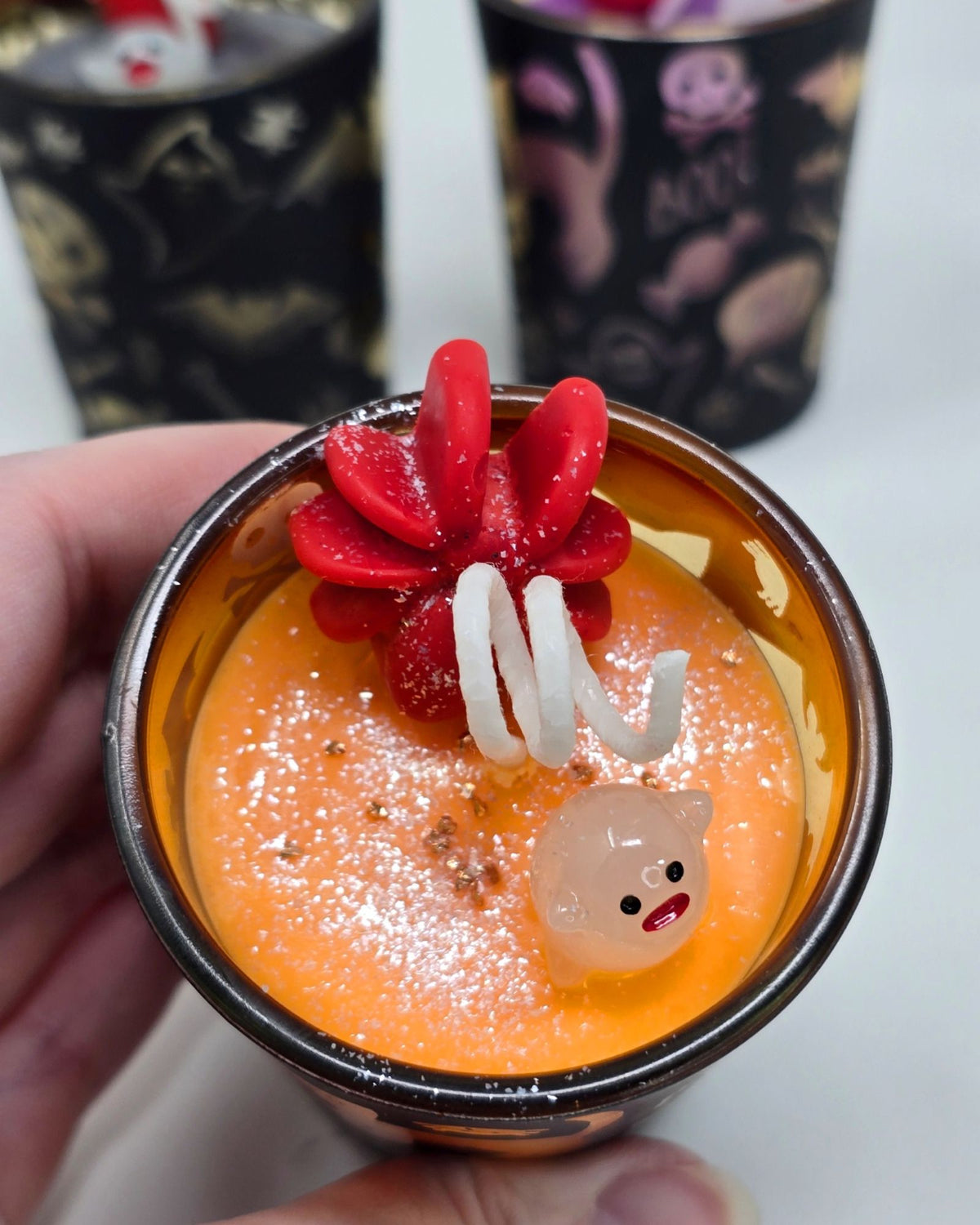 Artisan One Moon Flame Ghouls Night Out Halloween Pumpkin Shot Glass Candle Set