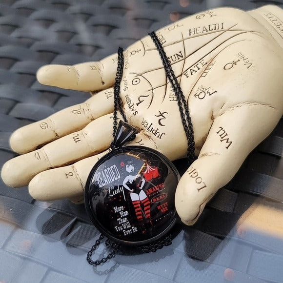 The Breaded Lady | "Circus Freak" Black 19½" Stainless Steel Necklace - A Gothic Universe - Necklaces