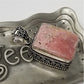 Natural Rhodochrosite Pendant | 9CTW S925 Handmade Antique Detailing Pink Silver - Artisan - Necklaces