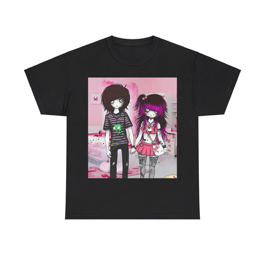 8ngelonline & 03osc Emo Couple Double Graphic T-Shirt -  - T-Shirt
