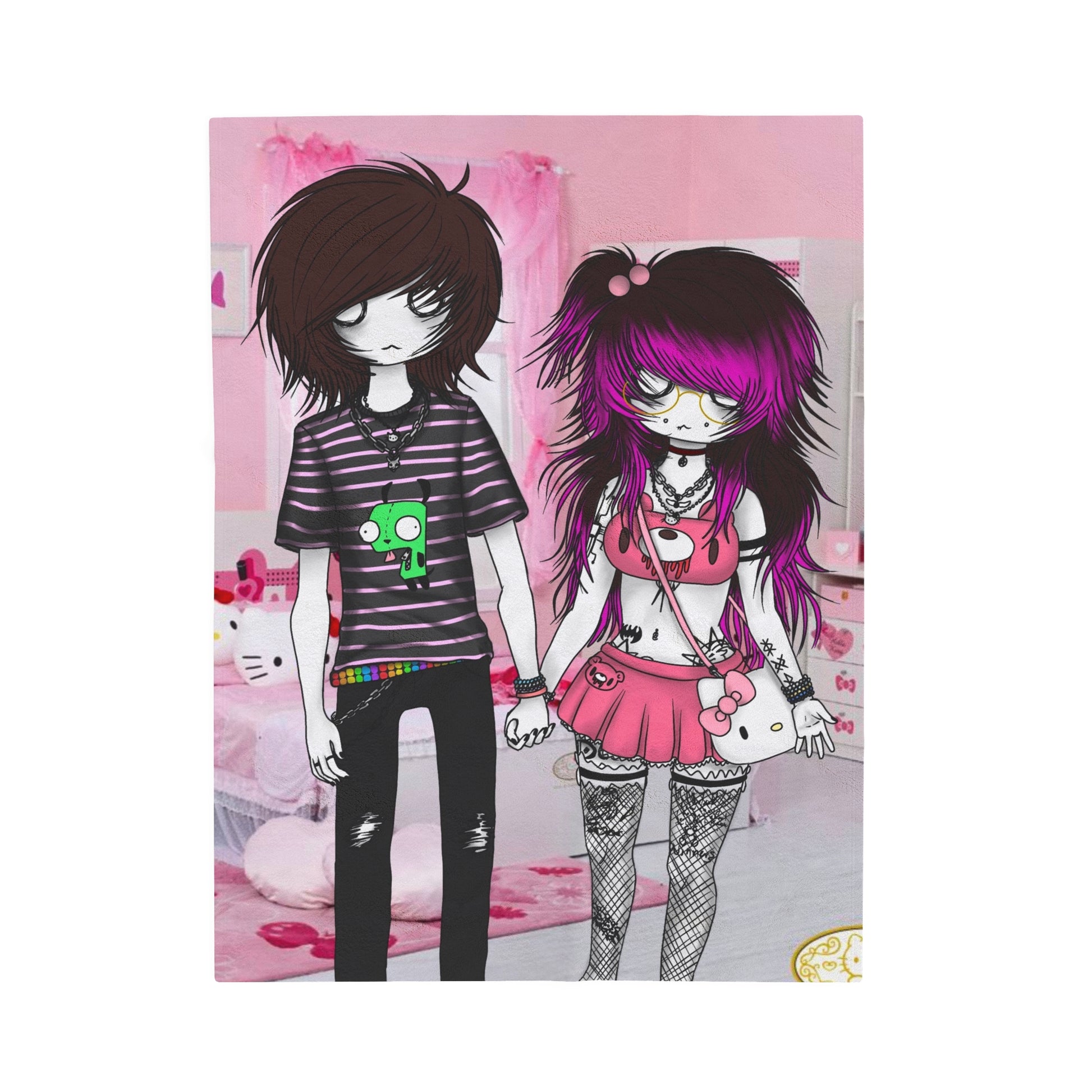 03osc & 8ngelonline Emo Couple Velveteen Plush Blanket - HKWD - Blankets