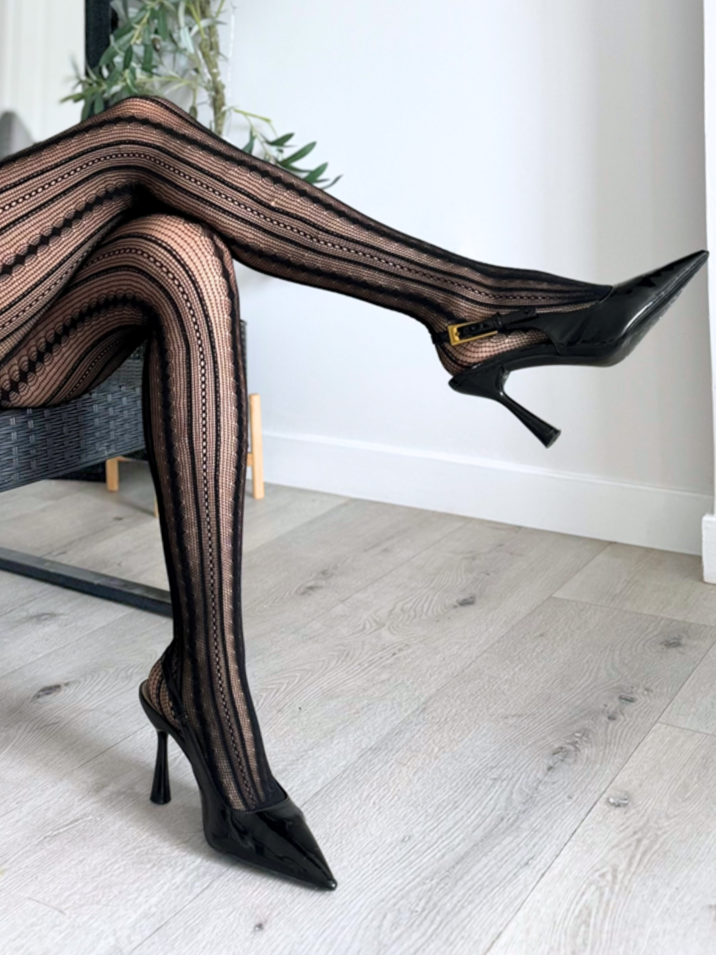 Eve Vintage Pinstripe Net Tights - Retro Fishnet Tights - Sexy Hosiery