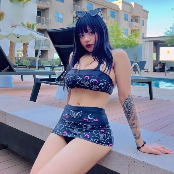 TWO HEADED BAT RETRO SKIRTED BIKINI - Too Fast - Swim