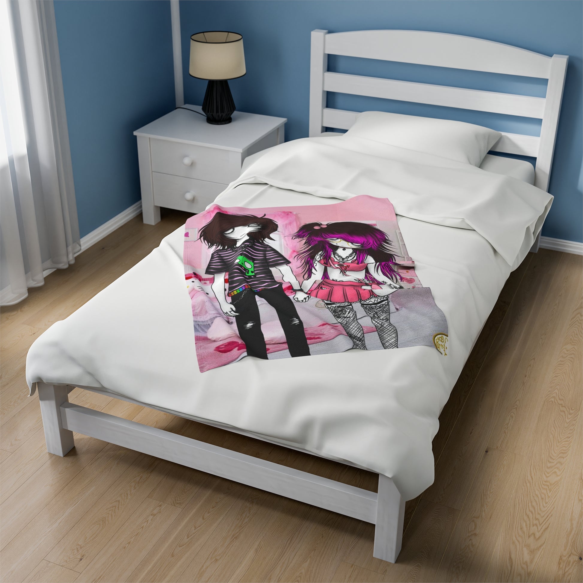 03osc & 8ngelonline Emo Couple Velveteen Plush Blanket - HKWD - Blankets
