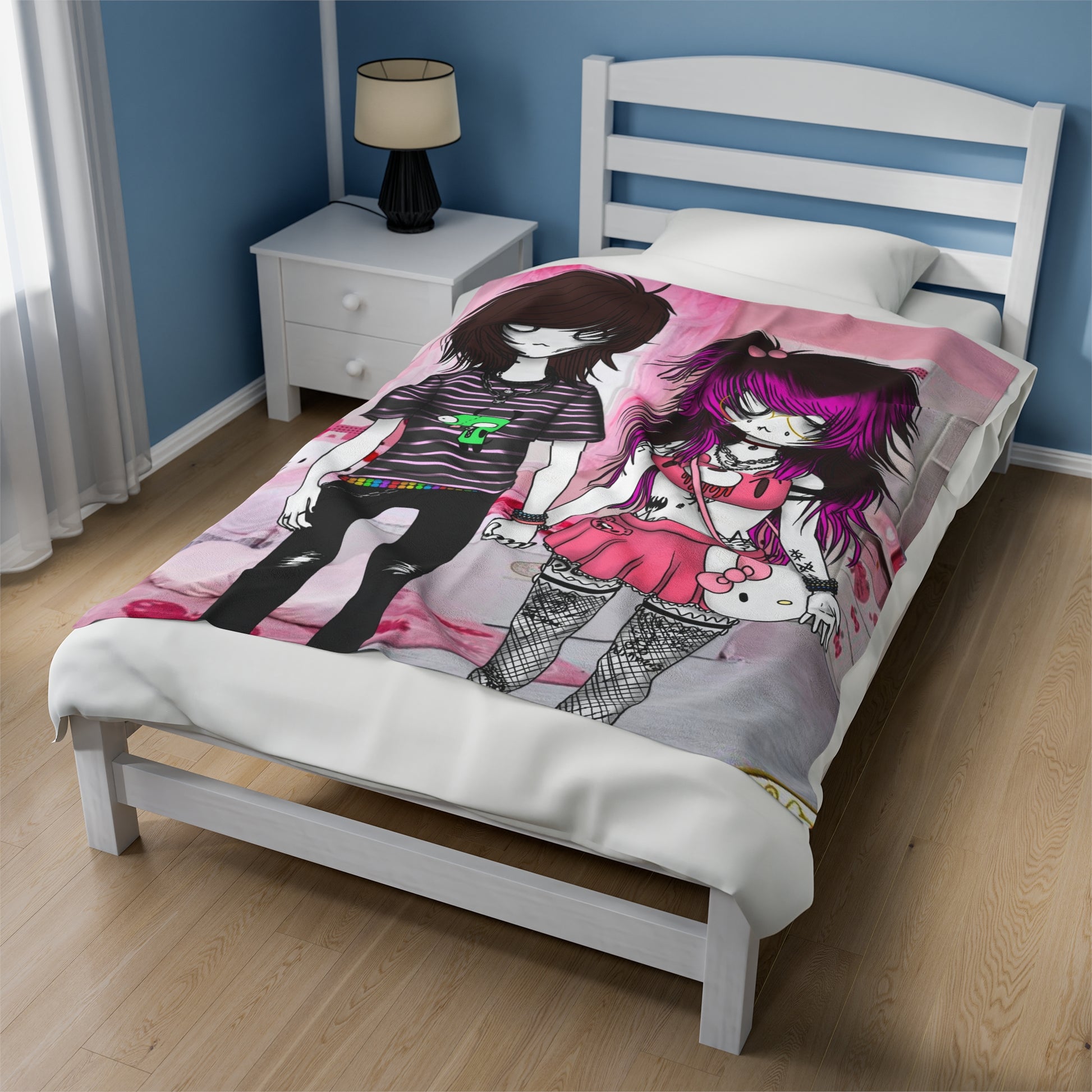03osc & 8ngelonline Emo Couple Velveteen Plush Blanket - HKWD - Blankets