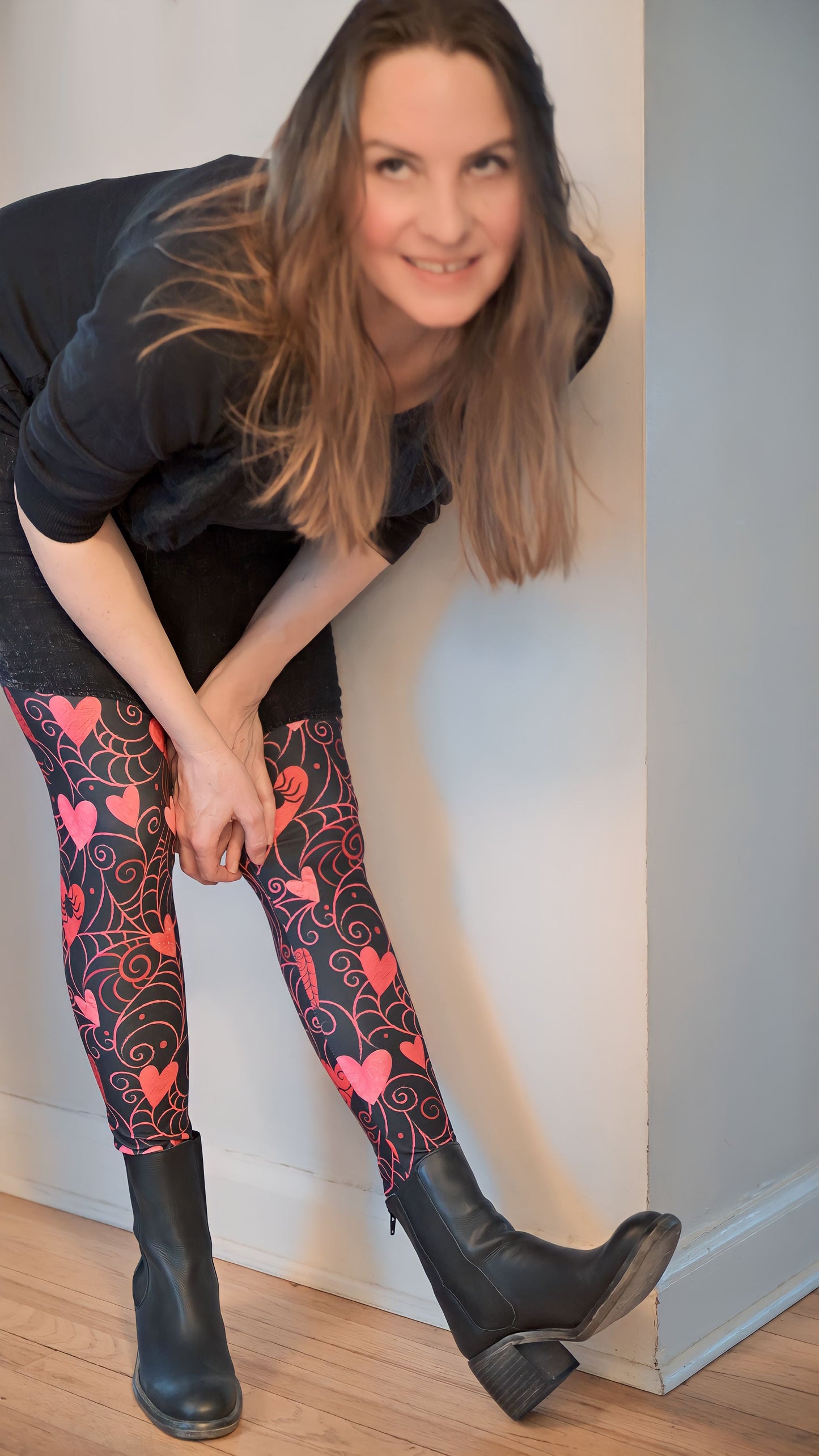 Web of Love Valentine Spooky Spider Web Johanna Parker Exclusive Leggings -  - Leggings