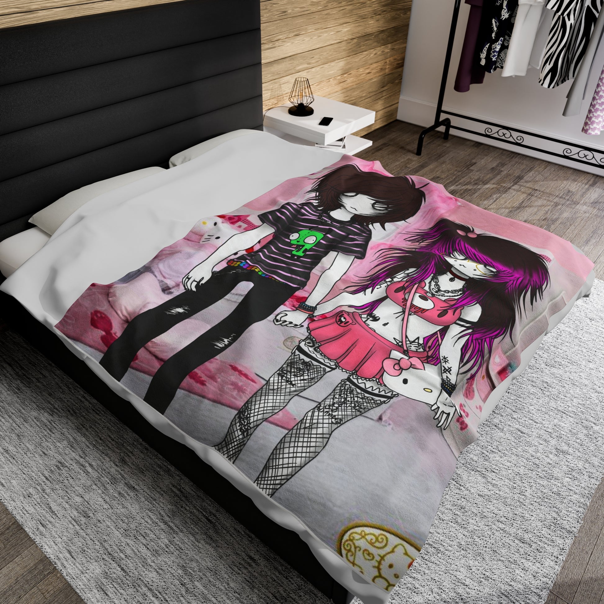 03osc & 8ngelonline Emo Couple Velveteen Plush Blanket - HKWD - Blankets