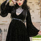 Nyx - Bell Sleeved Velvet Damask Dress with Harness - READY TO SHIP! -  - 
