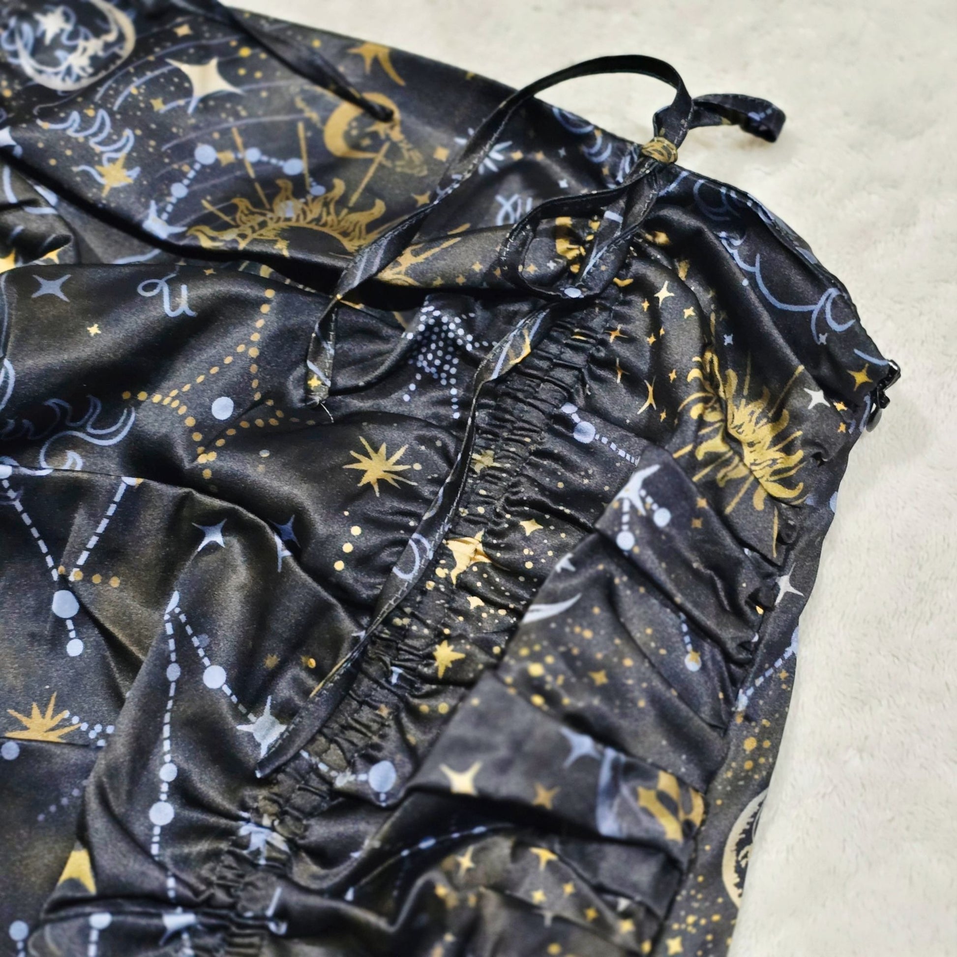Starry Night Midi Skirt Set One Shoulder Bustier Cinching Side Zips -  - Skirt Set