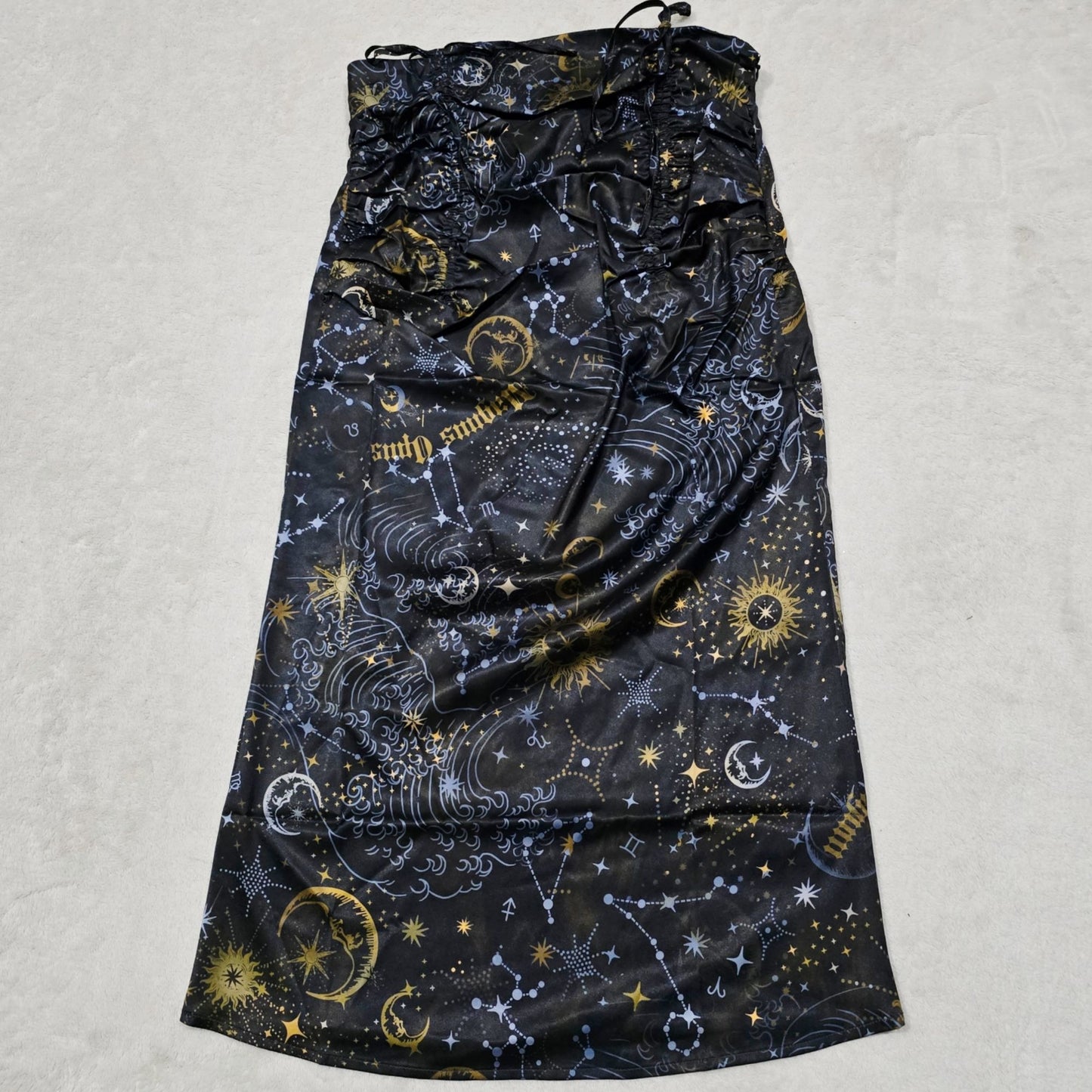 Starry Night Midi Skirt Set One Shoulder Bustier Cinching Side Zips -  - Skirt Set