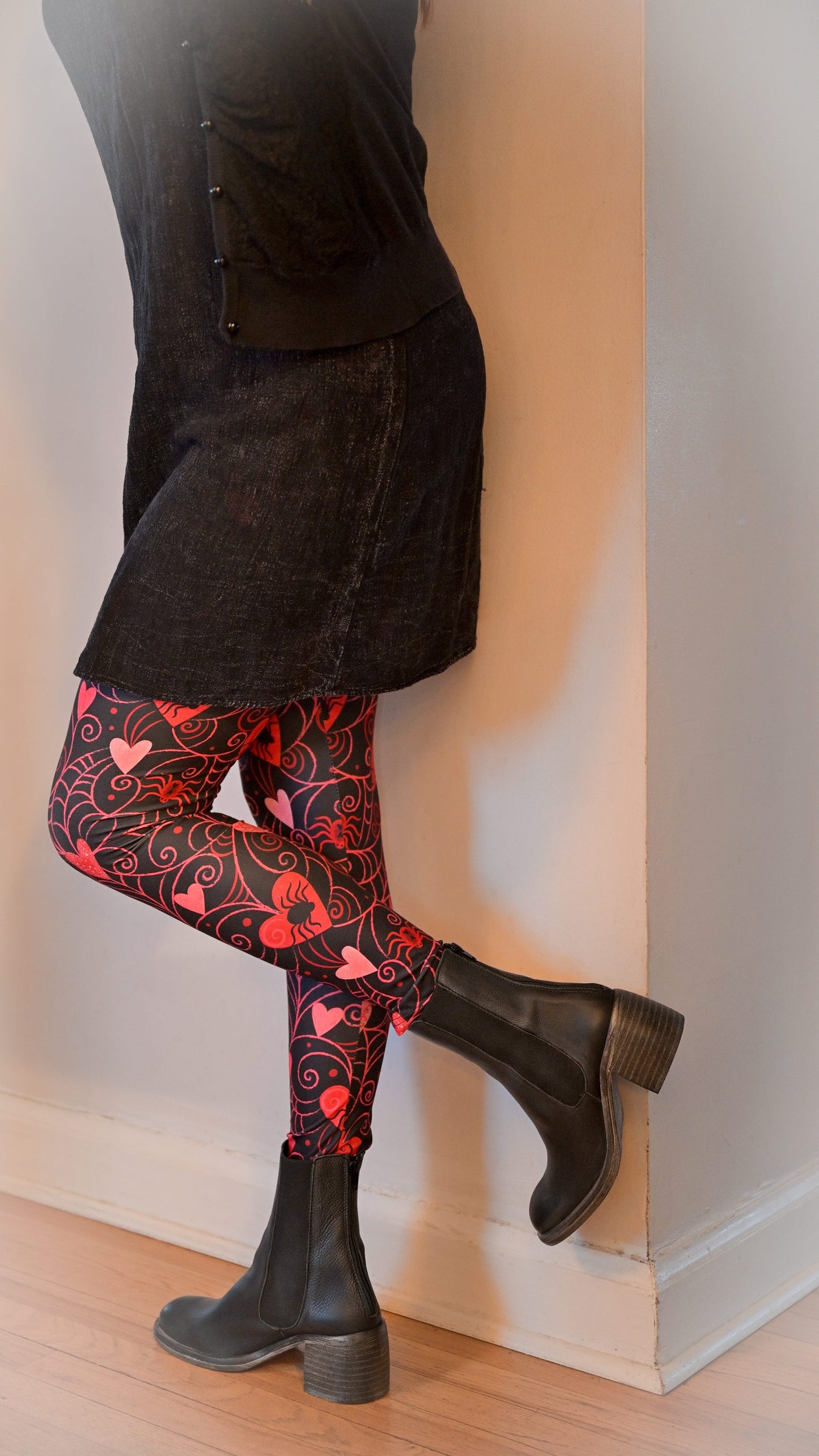 Web of Love Valentine Spooky Spider Web Johanna Parker Exclusive Leggings -  - Leggings