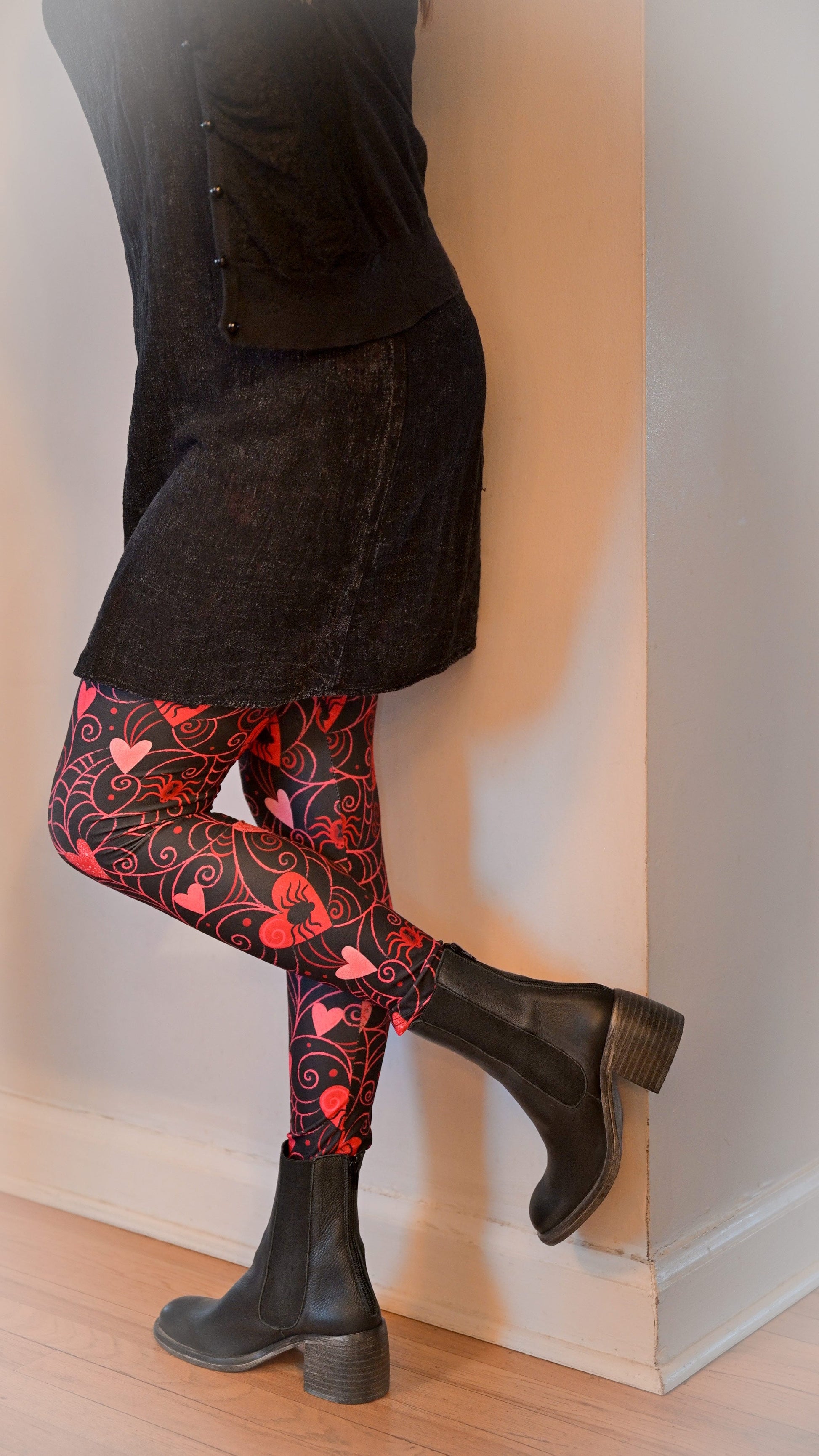 Web of Love Valentine Spooky Spider Web Johanna Parker Exclusive Leggings -  - Leggings