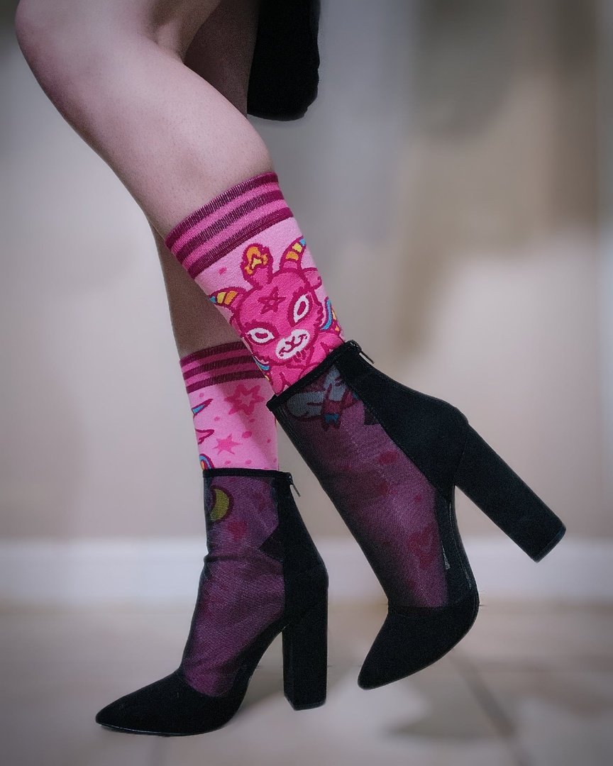 Cute Baphomet Goat Crew Socks -  - Socks