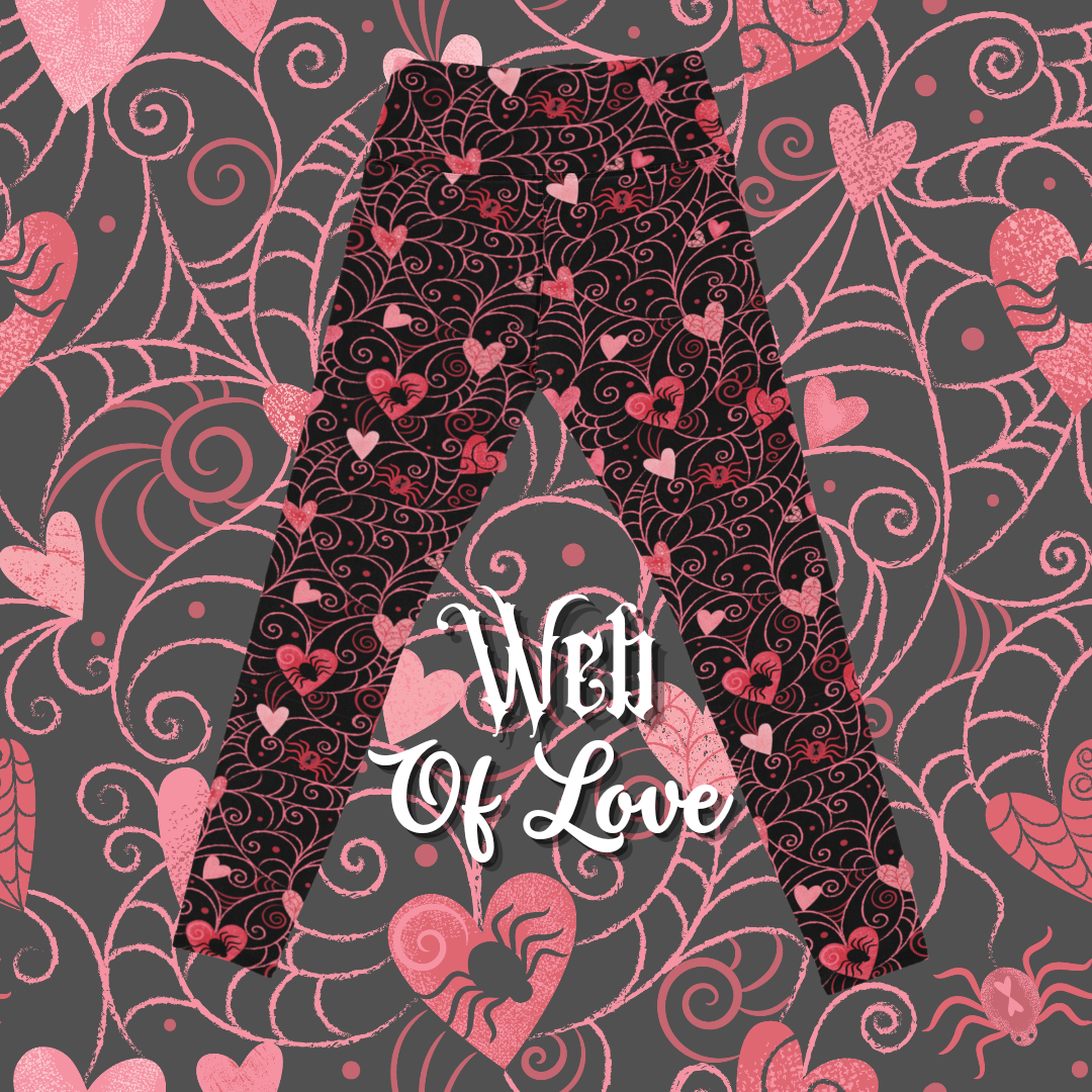 Web of Love Valentine Spooky Spider Web Johanna Parker Exclusive Leggings -  - Leggings