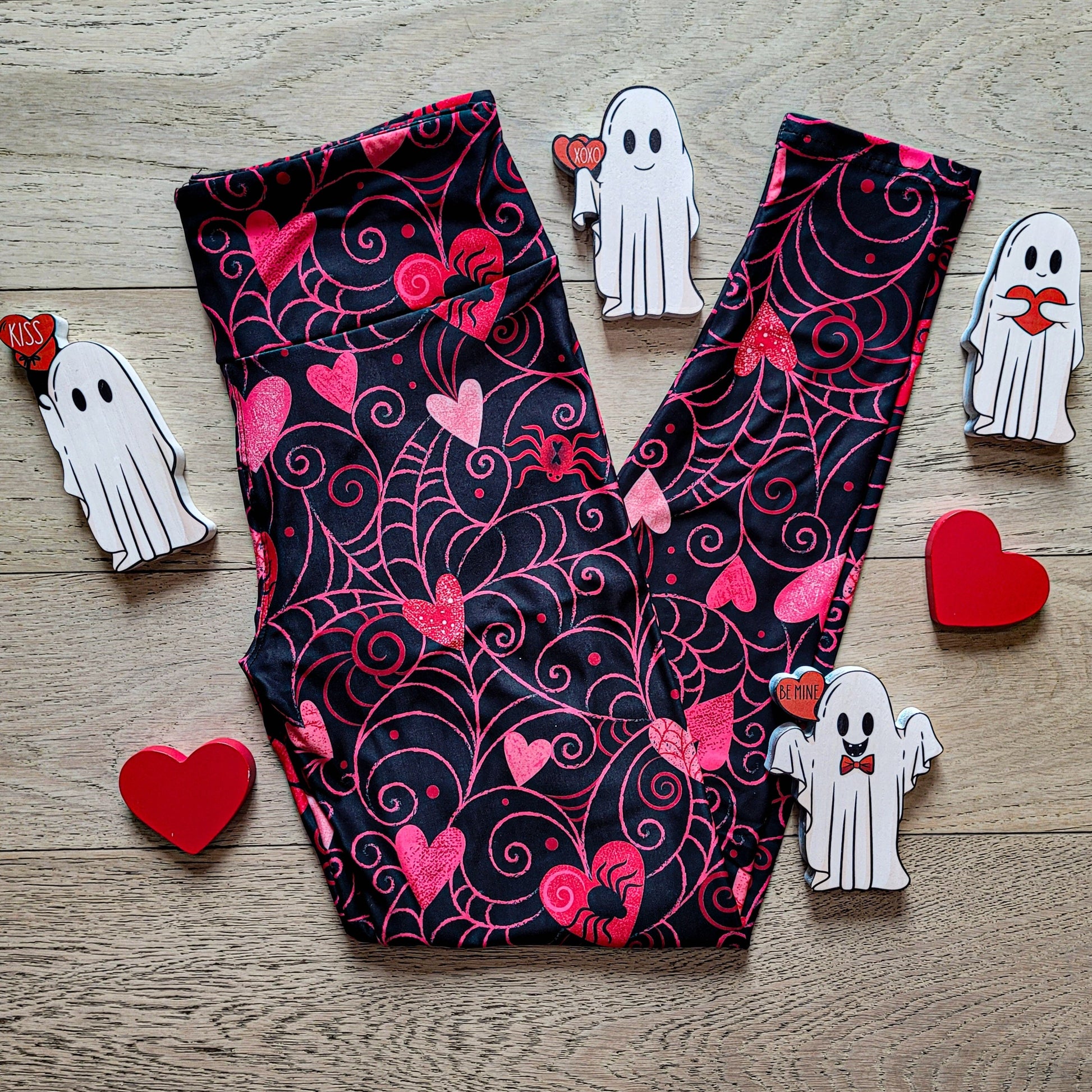 Web of Love Valentine Spooky Spider Web Johanna Parker Exclusive Leggings -  - Leggings