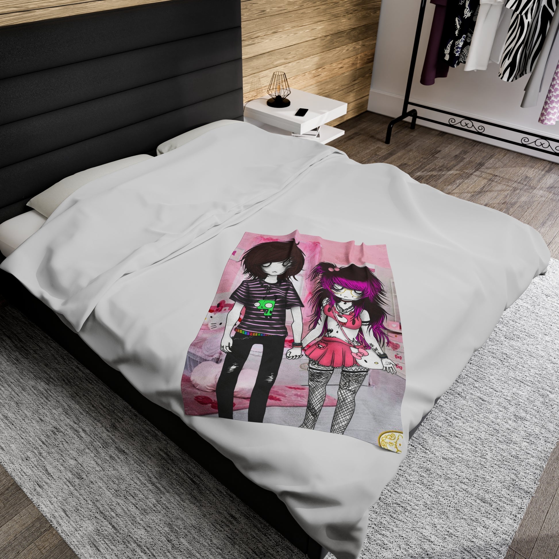 03osc & 8ngelonline Emo Couple Velveteen Plush Blanket - HKWD - Blankets