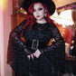 Dracuella Velvet Bat Mini Dress - Gothic Witch Dress - Bell Sleeve Witchy Dress -  - Dress