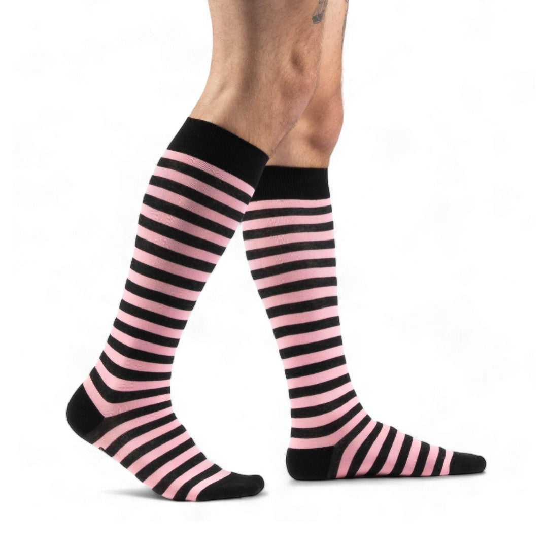 Bubblegum and Black Stripes Knee High Socks -  - Socks