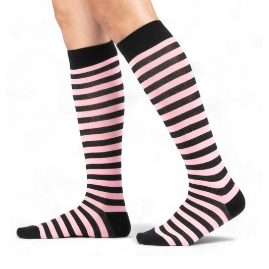 Bubblegum and Black Stripes Knee High Socks -  - Socks