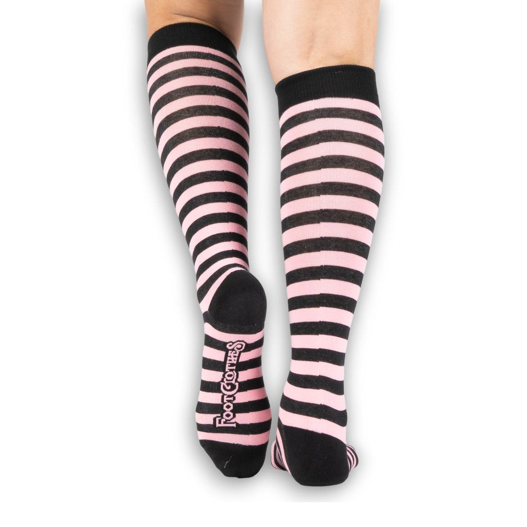 Bubblegum and Black Stripes Knee High Socks -  - Socks