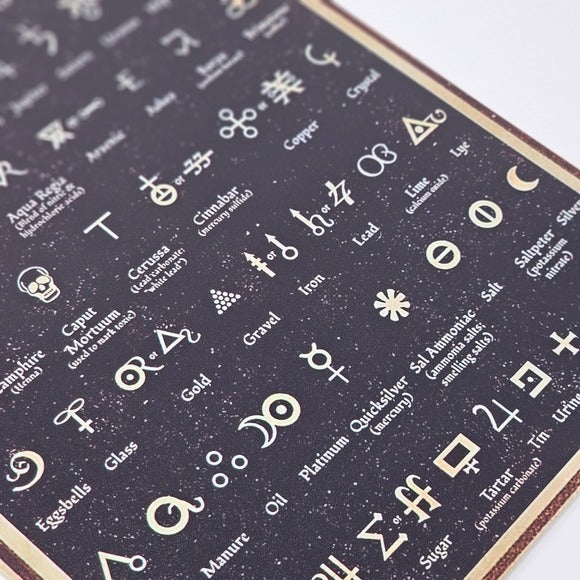 Vintage Metal Sign | Indoor/Outdoor | Alchemical Symbols Black & Gold - A Gothic Universe - Signs