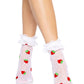 Strawberry Ruffle Anklets - Kawaii Ankle Socks by Leg Avenue -  - Ankle Socks