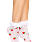 Strawberry Ruffle Anklets - Kawaii Ankle Socks by Leg Avenue -  - Ankle Socks