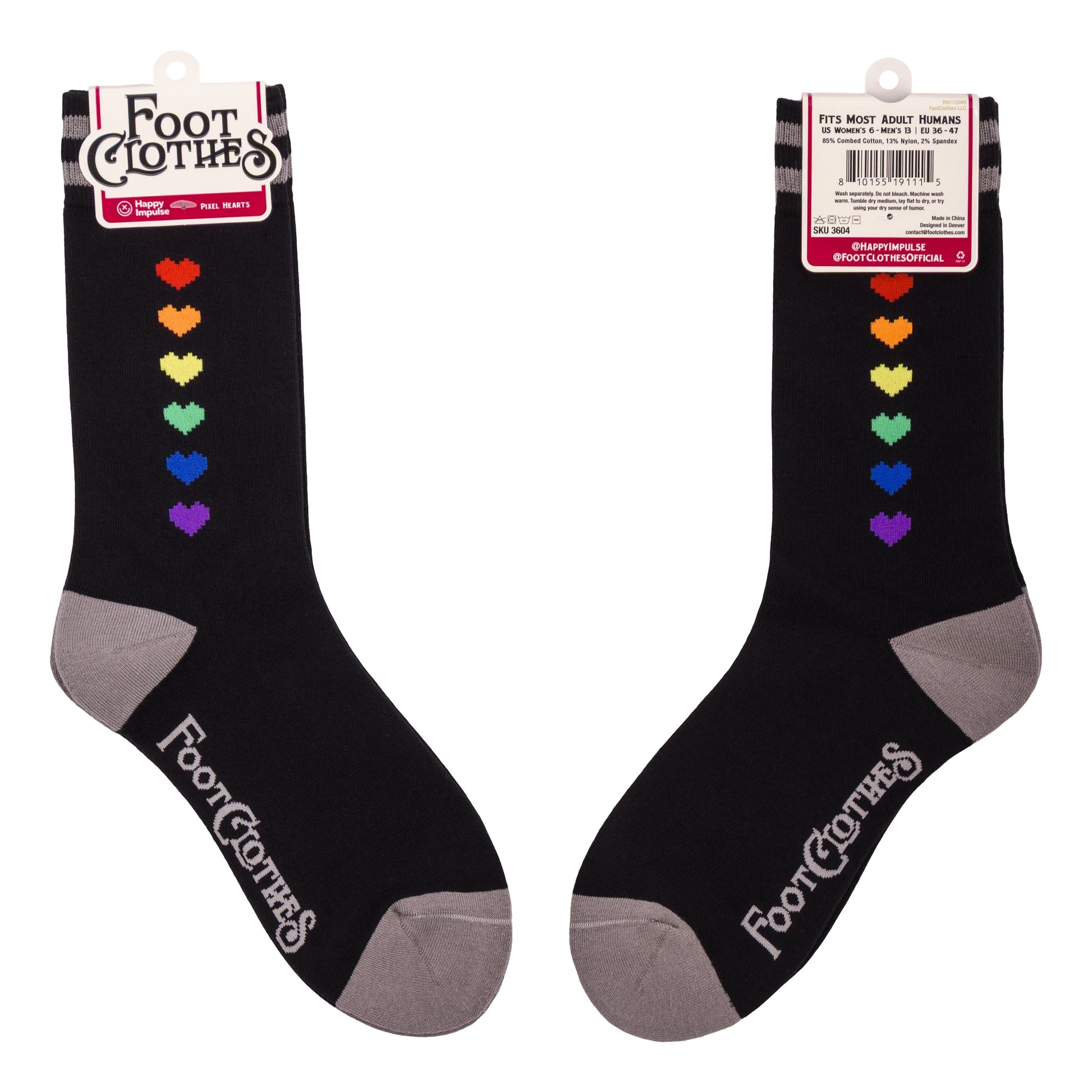Pride Pixel Hearts Crew Socks -  - Socks