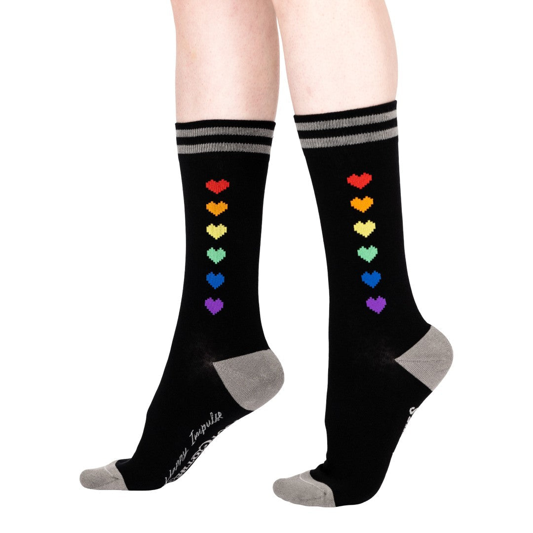 Pride Pixel Hearts Crew Socks -  - Socks