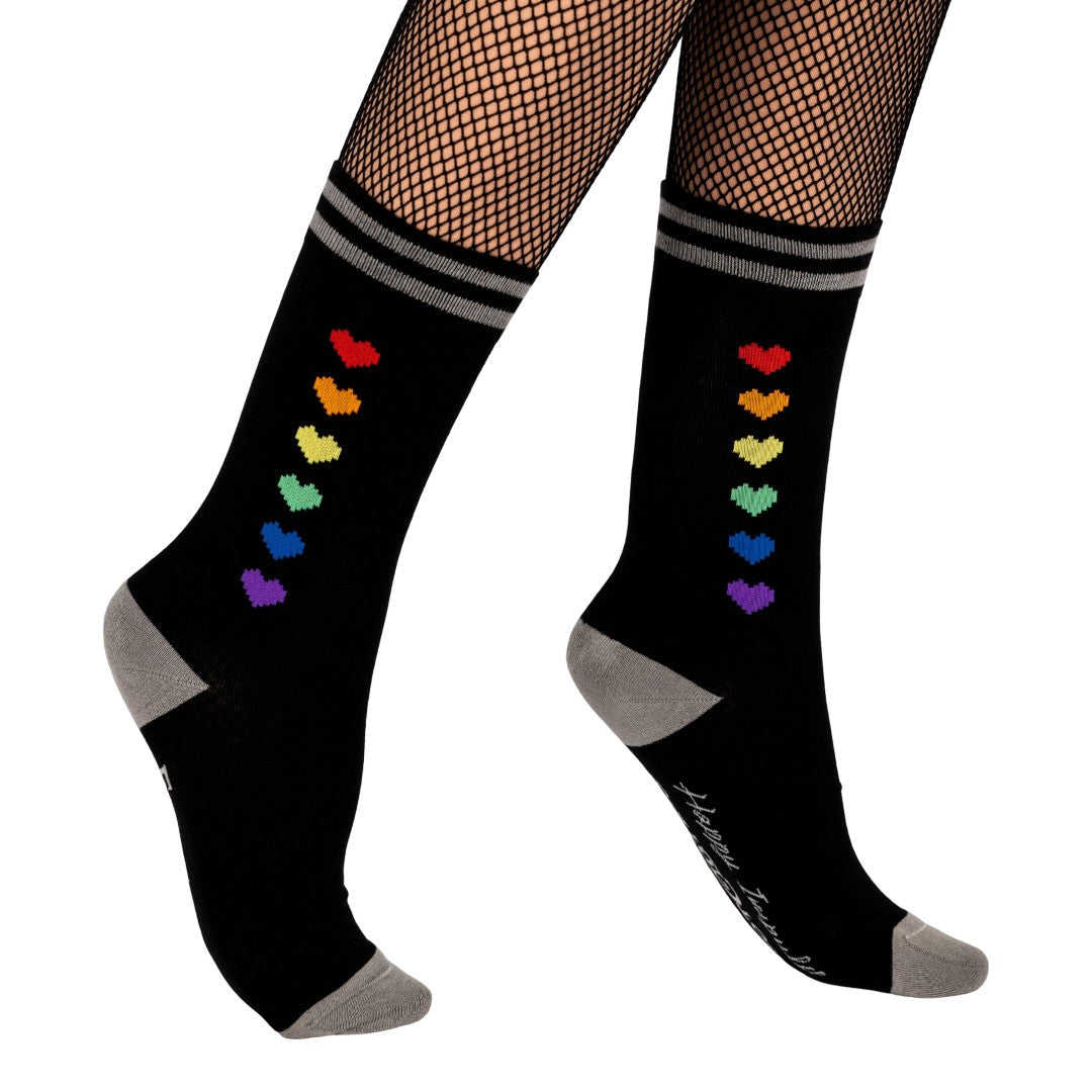 Pride Pixel Hearts Crew Socks -  - Socks