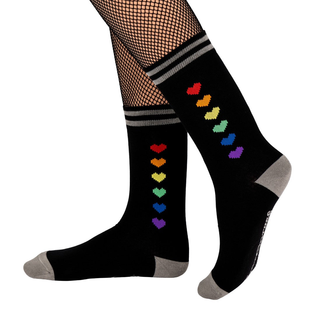 Pride Pixel Hearts Crew Socks -  - Socks