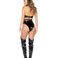 1pc Latex Crop Top with Underboob Cutout & Ring Detail -  - Bikini Seperates,Tops