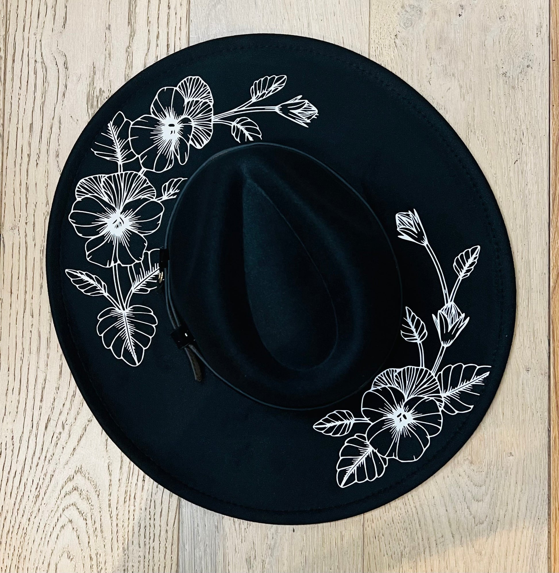Vegan Felt Hat - XL Brim - Pansies -  - 
