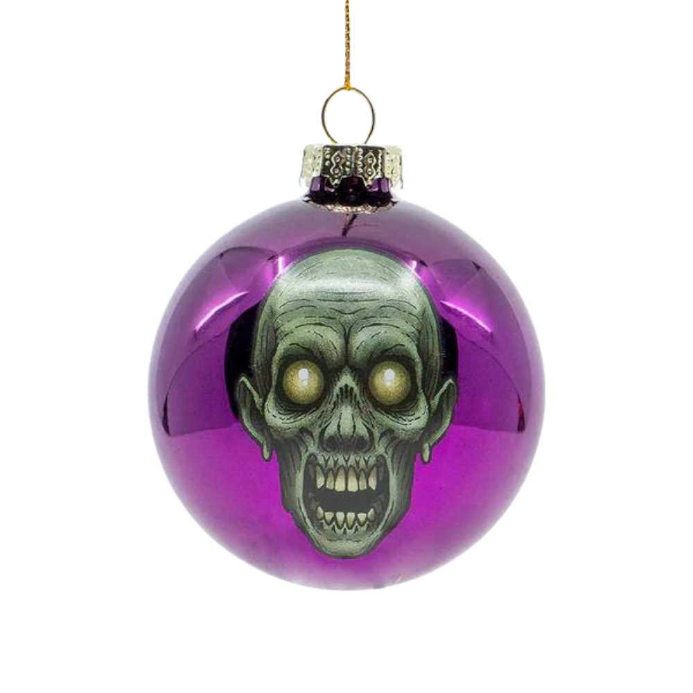 Ghoulish Glass Ornaments 4 Pack - Halloween Glass Baubles - Spooky Christmas Decorations