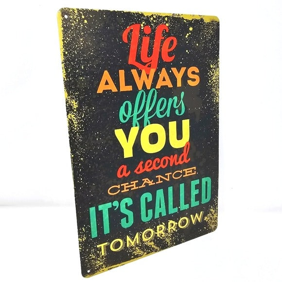 Vintage Metal Sign | Indoor/Outdoor | Second Chances Black & Yellow - A Gothic Universe - Signs