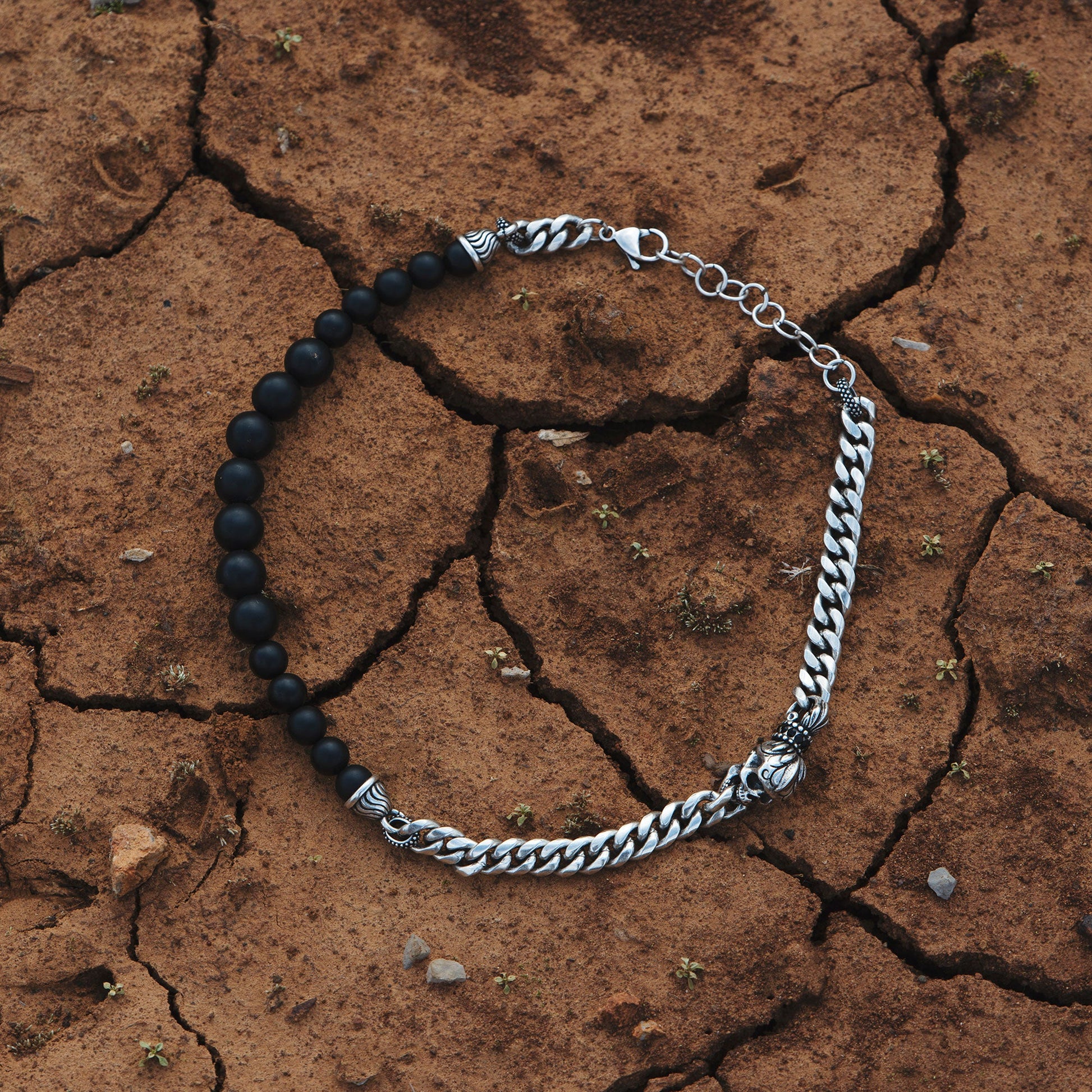Skullistic Double Layer Obsidian Bracelet -  - Bracelets