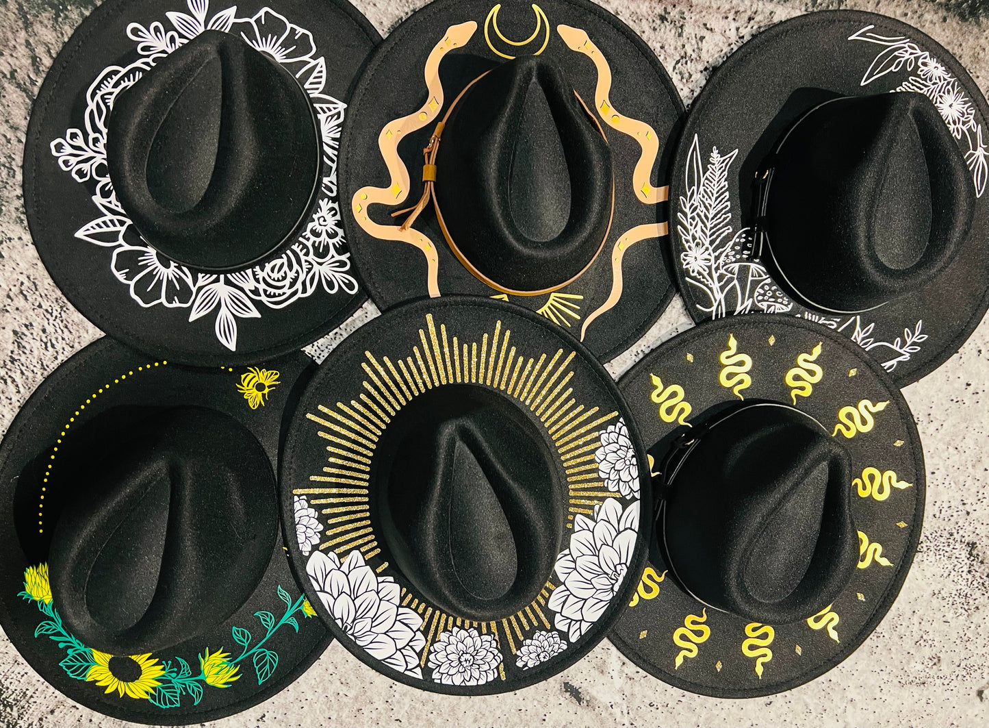 Vegan Felt Hat - XL Brim - Western Snakes -  - 