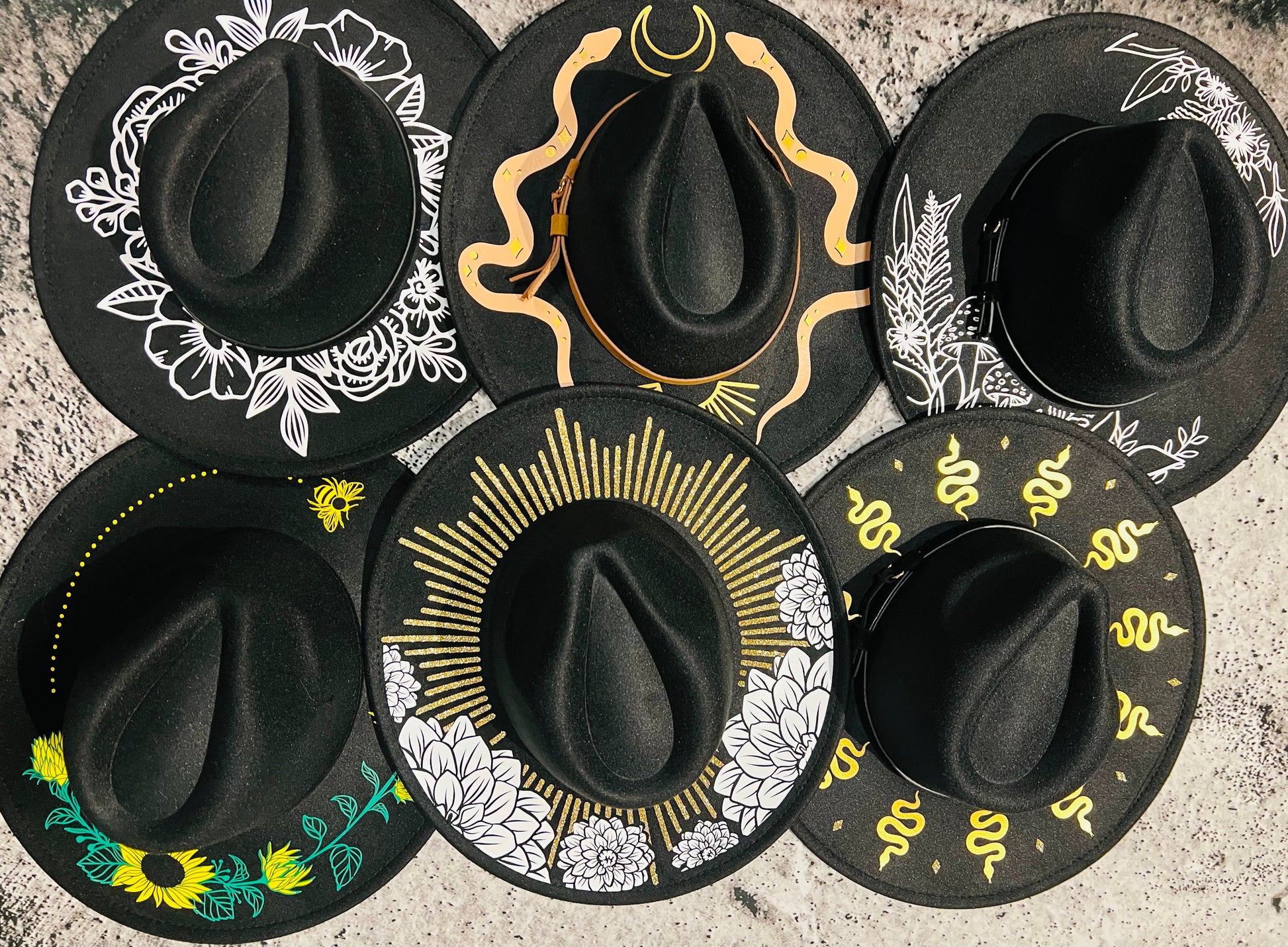 Vegan Felt Hat - XL Brim - Western Snakes -  - 