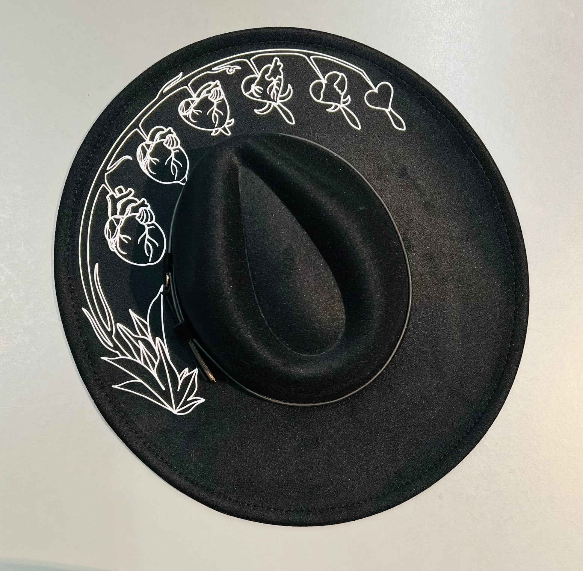 Vegan Felt Hat - XL Brim - Bleeding Hearts -  - 