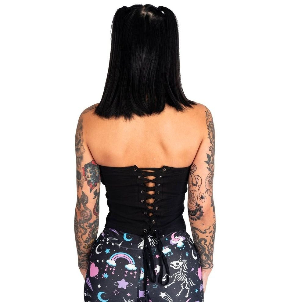 Monster Girl Strapless Lace-Up Corset Tee Top M