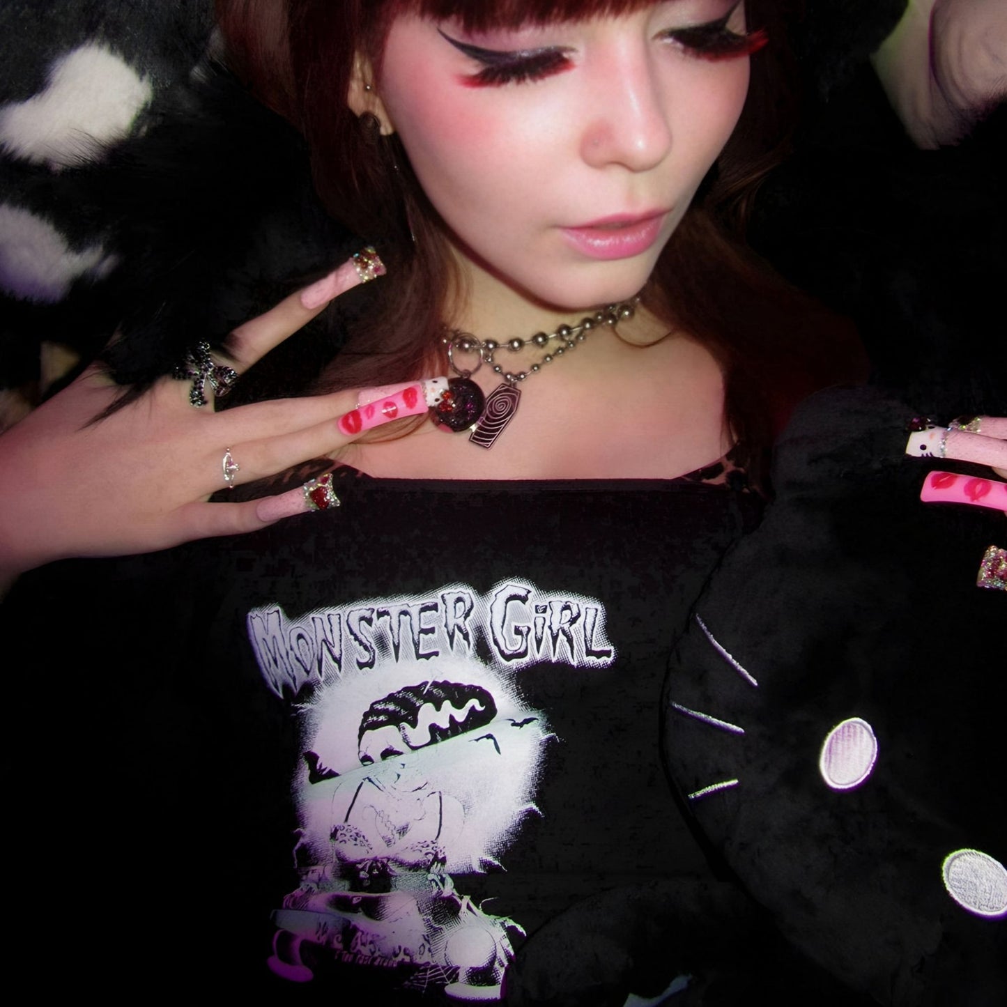 Monster Girl Strapless Lace-Up Corset Tee Top M
