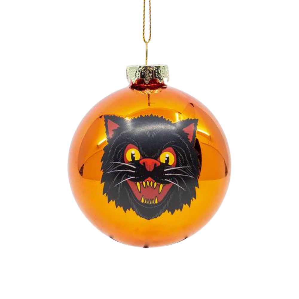 Ghoulish Glass Ornaments 4 Pack - Halloween Glass Baubles - Spooky Christmas Decorations