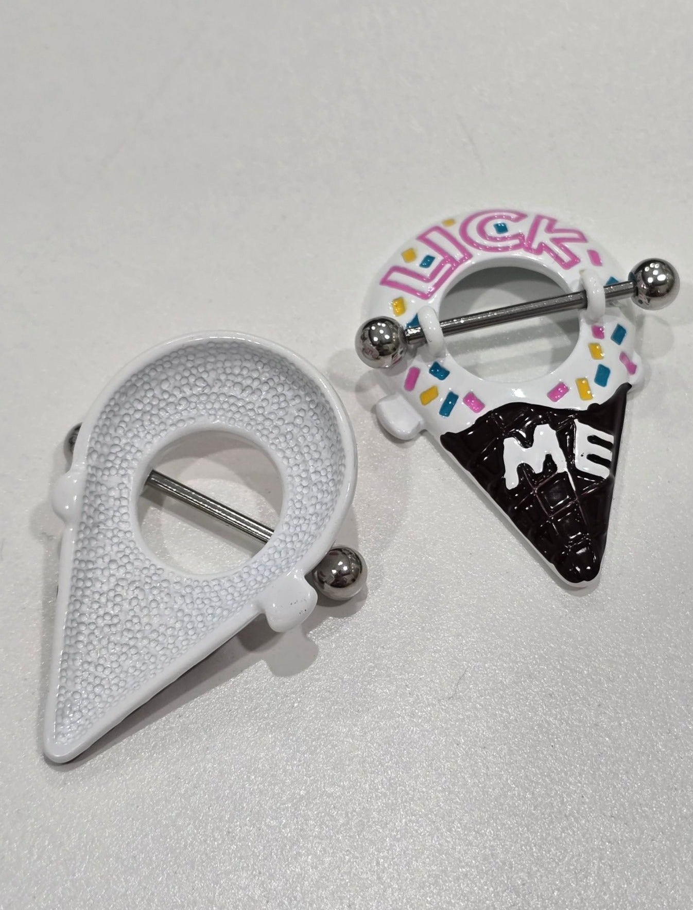 Painful Pleasures Ice Cream 14G Surgical Steel Nipple Rings Set of 2