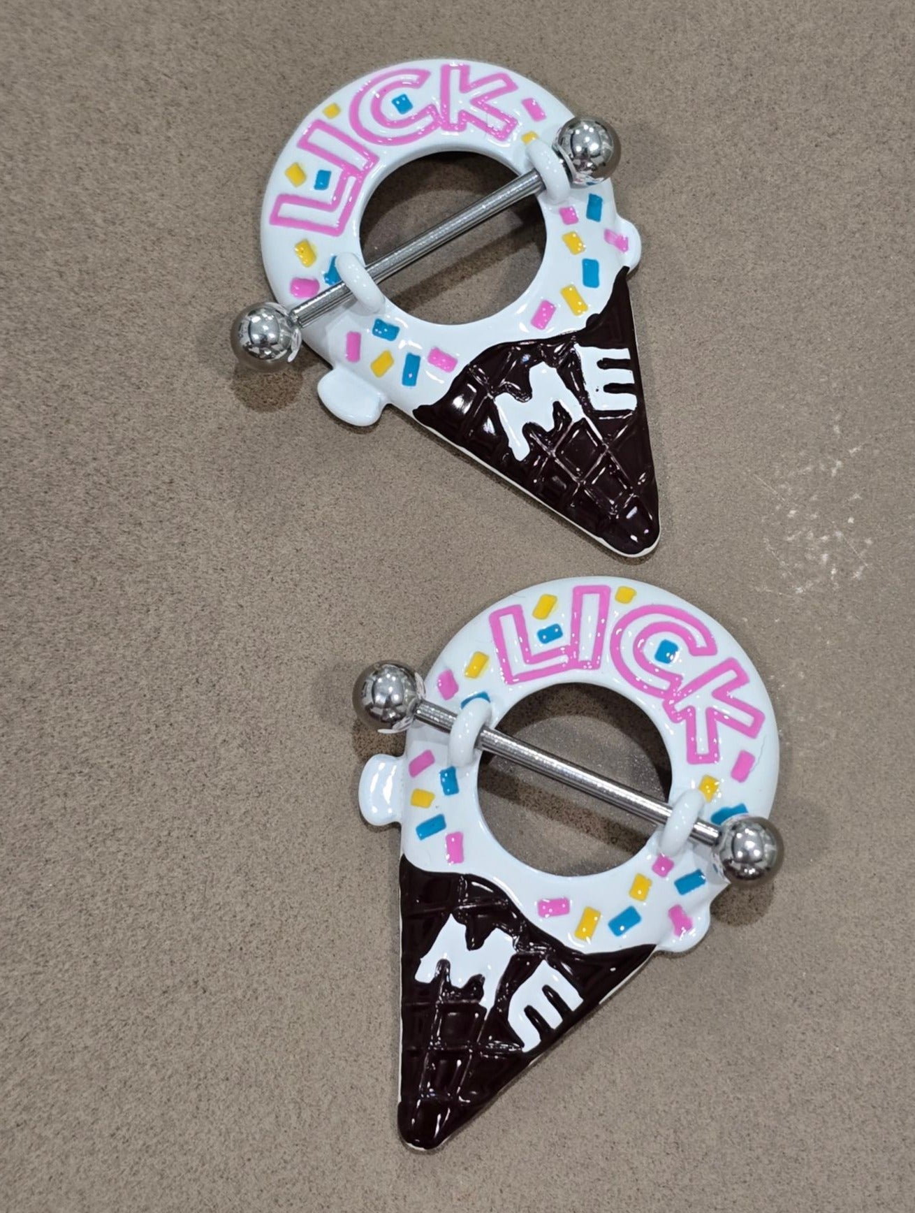 Painful Pleasures Ice Cream 14G Surgical Steel Nipple Rings Set of 2