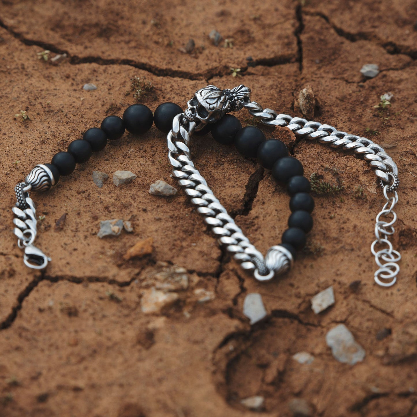 Skullistic Double Layer Obsidian Bracelet -  - Bracelets