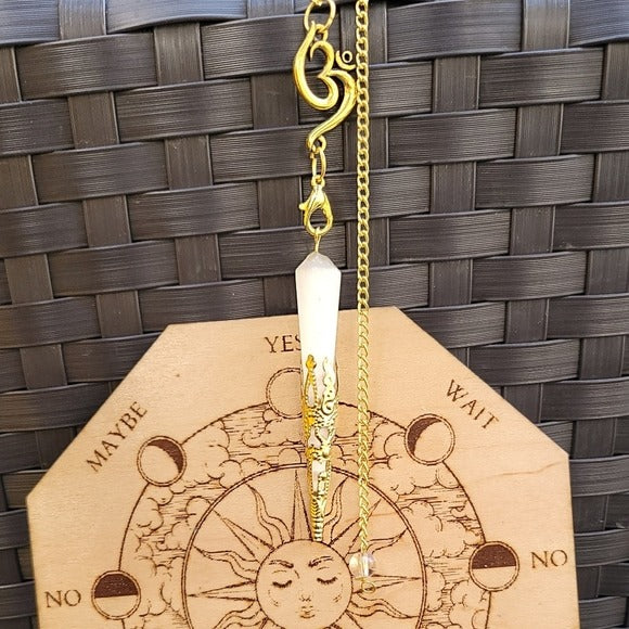14K Dip Gold Selenite Pendulum | Divination Tool Clarity & Higher Consciousness - A Gothic Universe - Pendulums
