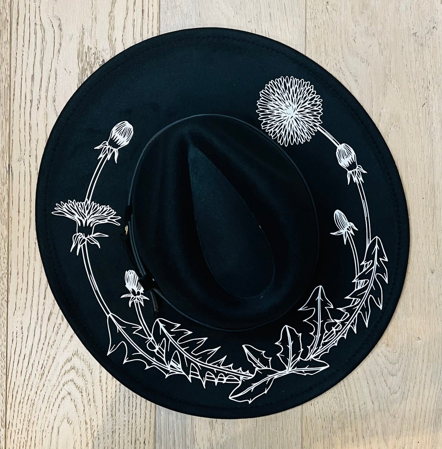 Vegan Felt Hat - XL Brim - Large Dandelions -  - 