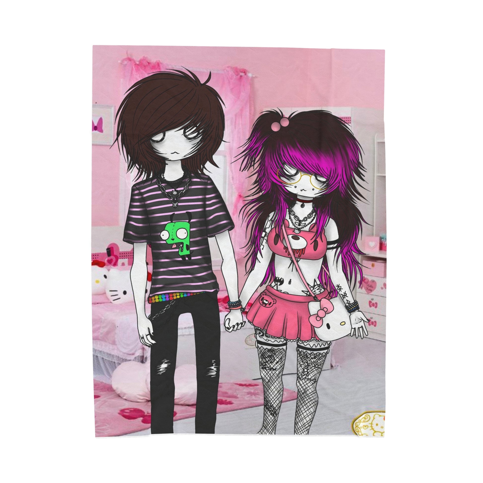 03osc & 8ngelonline Emo Couple Velveteen Plush Blanket - HKWD - Blankets